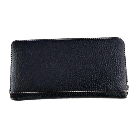 Dooney & Bourke Pebble Grain Leather Large Zip Around Wallet Clutch Black Read!! - Picture 2 of 7